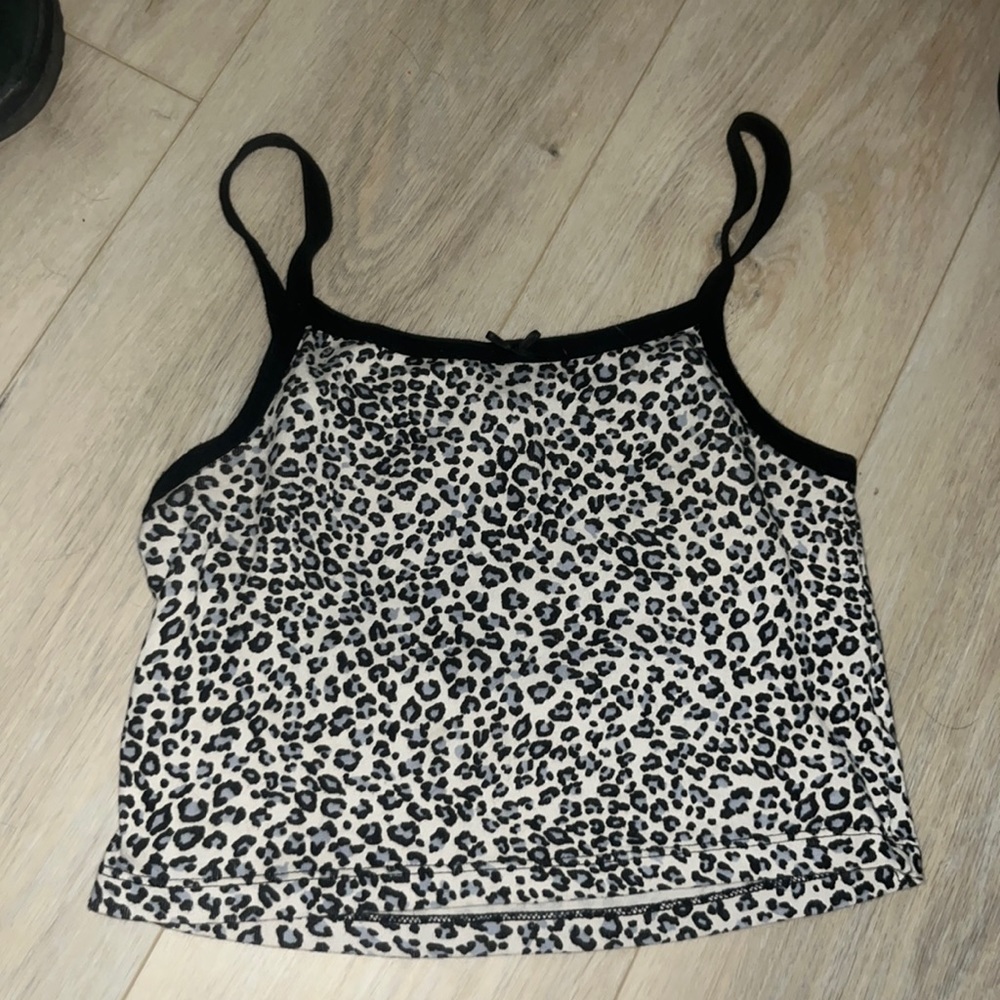 john galt blue black and white leopard tank with bow